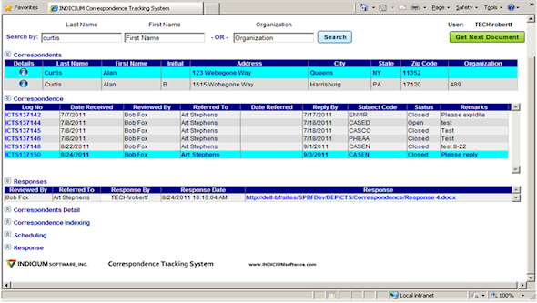 correspondence tracking